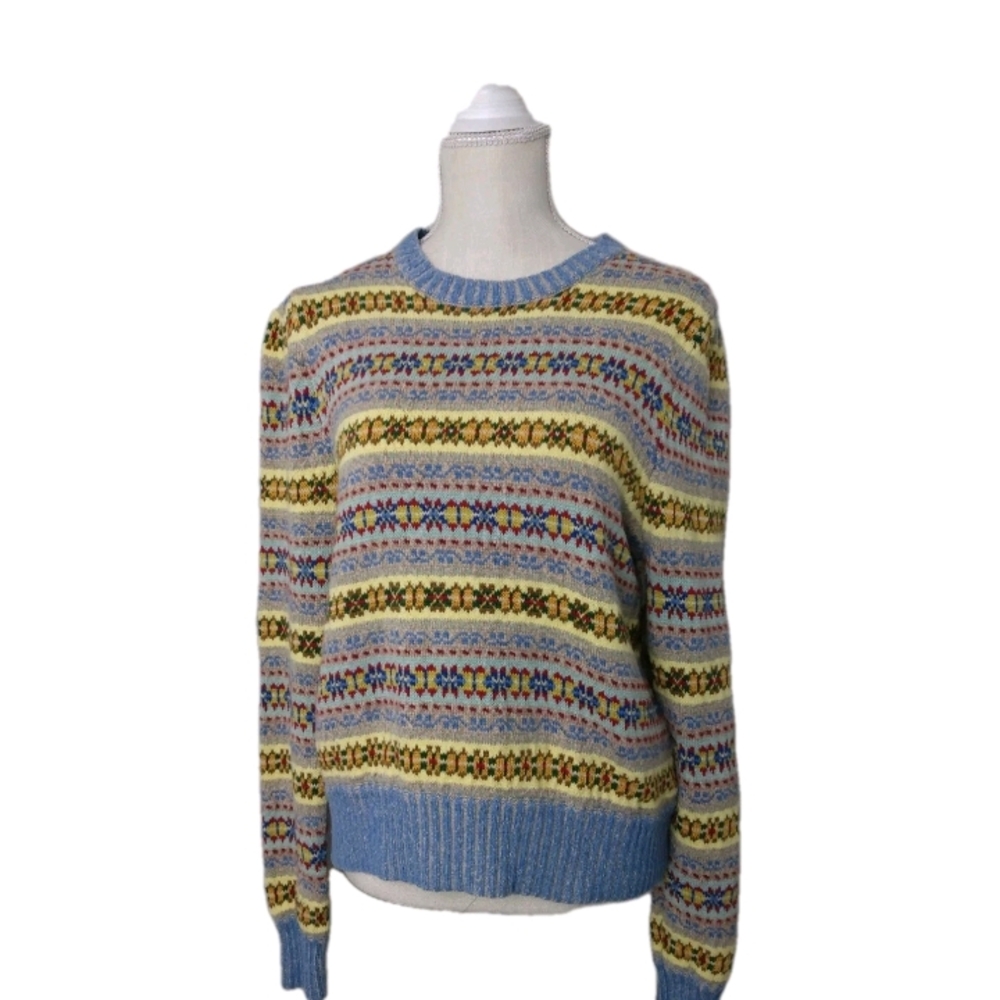 Polo Ralph Lauren Blue Tag Fair Isle Pullover Sweater Women's SZ XL Vintage